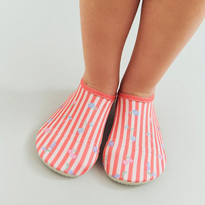 Тапочки для пляжа Wheat "Dolphin Red Stripe Flowers", цветущие полоски